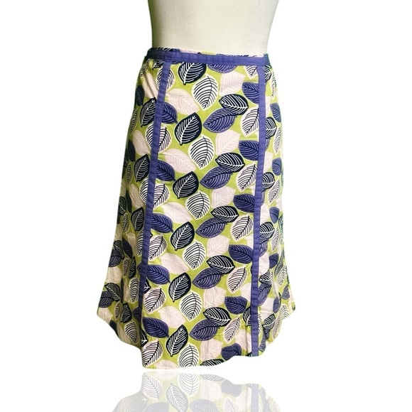 Boden Vintage 100% Cotton Purple & Green Leaf Print A-Line Skirt Size 2 - Picture 9 of 14
